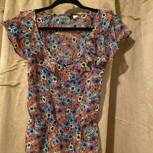 Divided by H&M flowered blouse sheer size 6